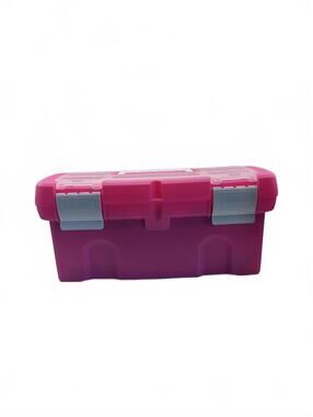 Pink Plastic Toolbox with Compartments and Handle